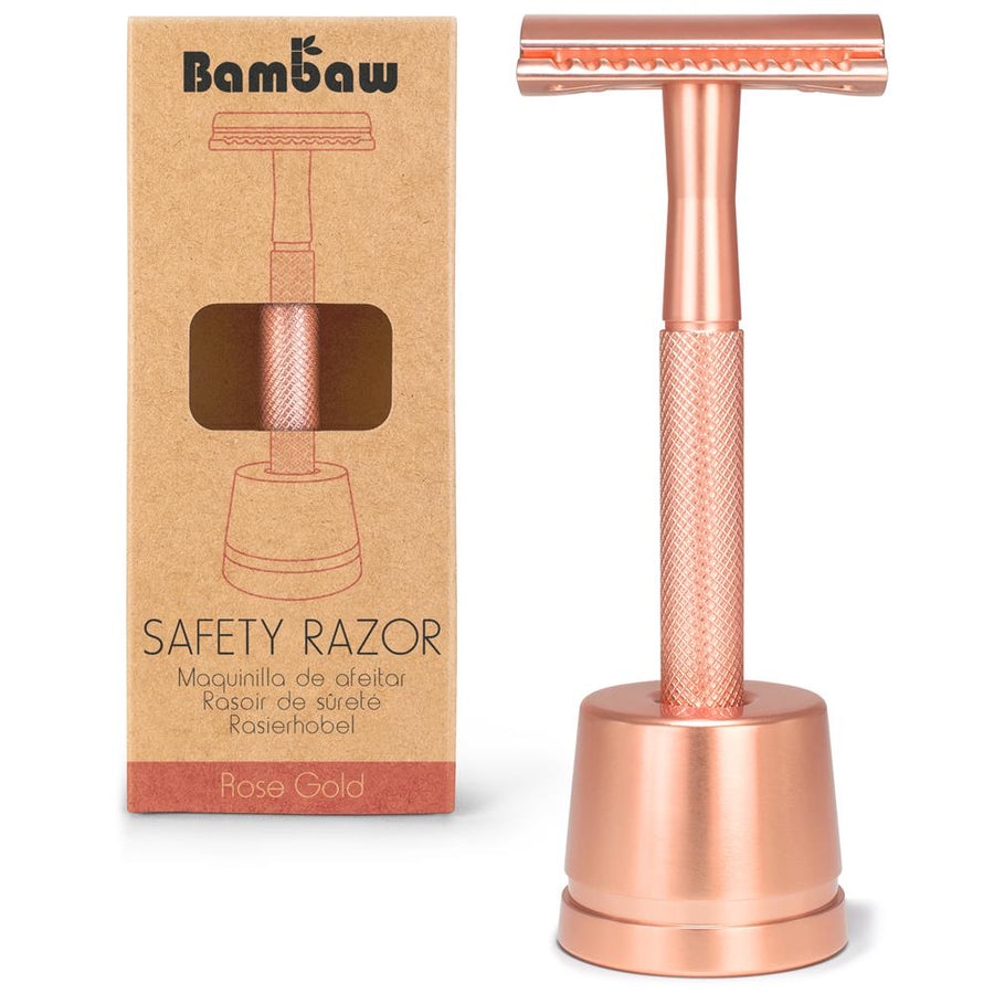 Bambaw | Metal safety razor + stand | Rose gold