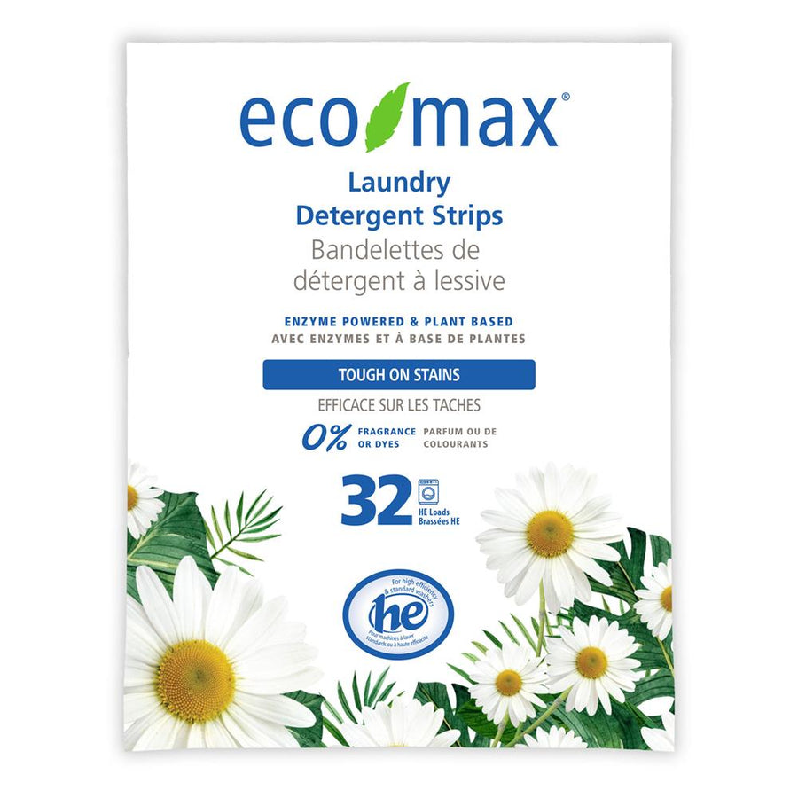 Eco-Max Laundry Detergent Strips Fragrance Free (32 Washes)