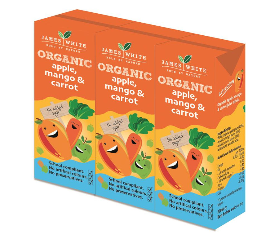 3 x 200ml Multi pack Organic Apple Mango & Carrot Juice Drink
