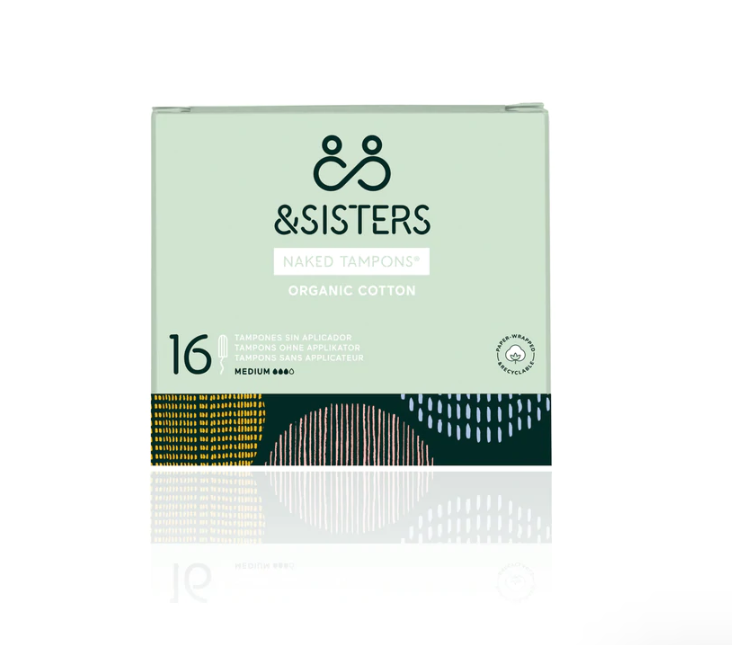&Sisters Organic Cotton Light Medium Flow Naked Tampons - 16 Pack