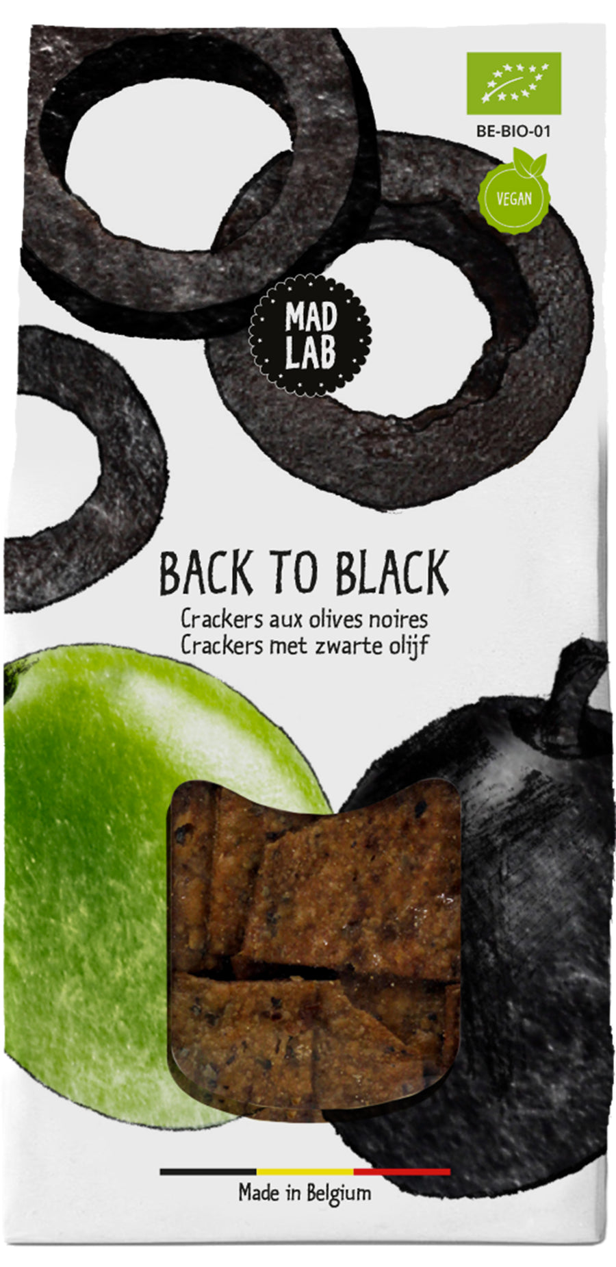 Mad Lab Organic Black Olive Crackers 110g
