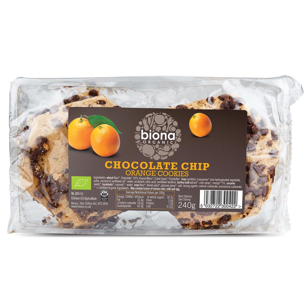Biona Organic Chocolate Chip & Orange Cookies 240g