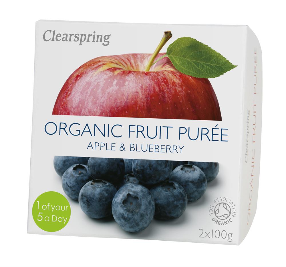 Clearspring Organic Fruit PurÃ©e Apple & Blueberry 2 x 100g