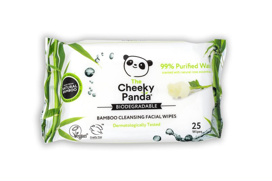The Cheeky Panda Rose Bamboo Facial Wipes 25 Wipes - Pack of 2
