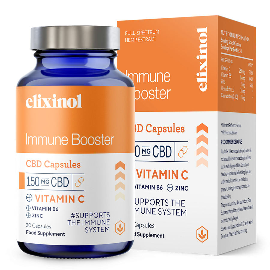 Elixinol CBD 150mg Immune Booster with Vitamin C - 30 Capsules