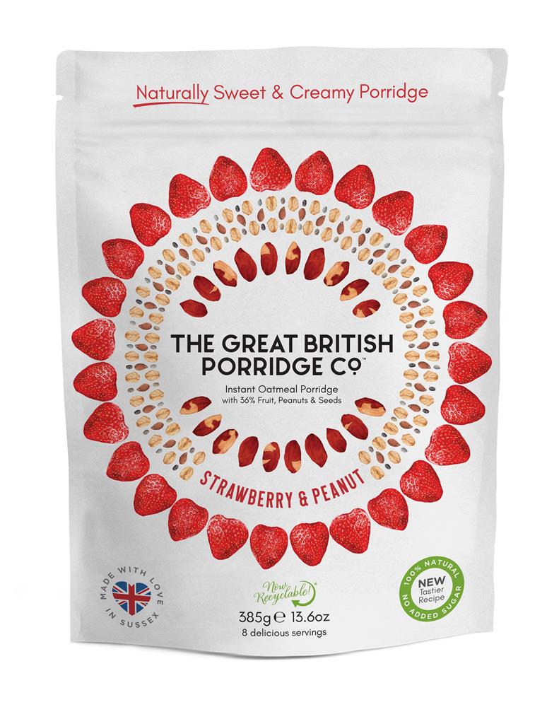 The Great British Porridge Co. Strawberry & Peanut Butter Porridge 385g