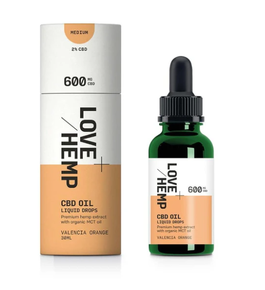 Love Hemp 600mg Valencia Orange CBD Liquid Oral Oil Drops 30ml