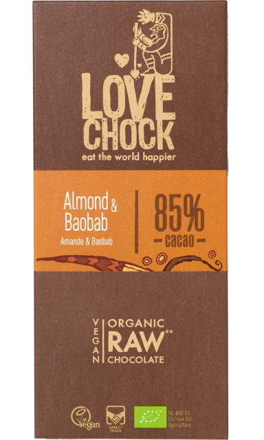 Lovechock Organic Raw Almond & Baobab Chocolate 70g