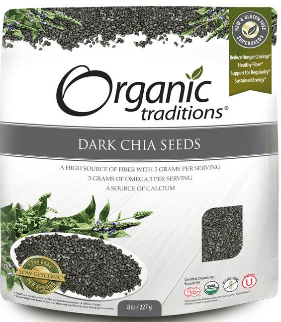 Organic Traditions Gluten Free Dark Chia Seeds 227g