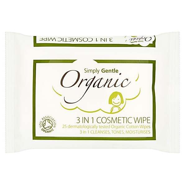 Simply Gentle Organic 3 in 1 Cosmetic Wipes - 25 Wipes