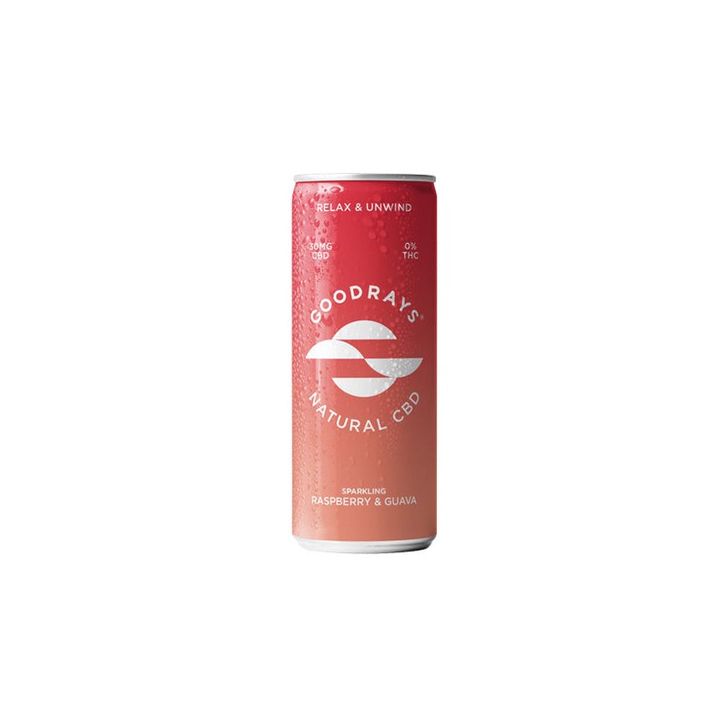 12 x Goodrays 30mg CBD Raspberry & Guava Seltzer 250ml