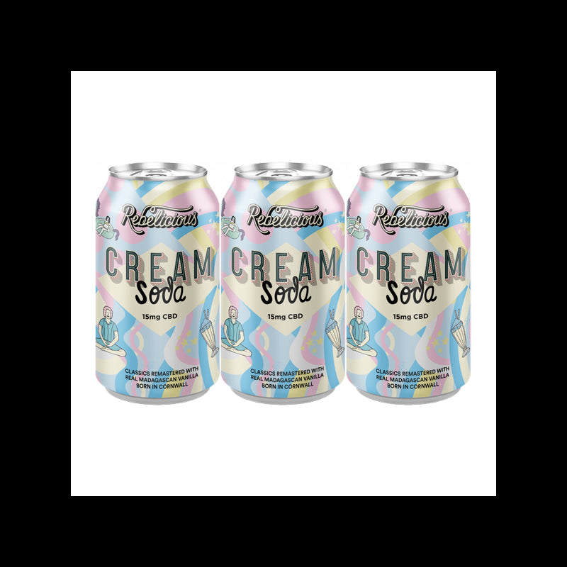 12 x Rebelicious 15mg CBD Cream Soda Sparkling Soft Drink - 330ml