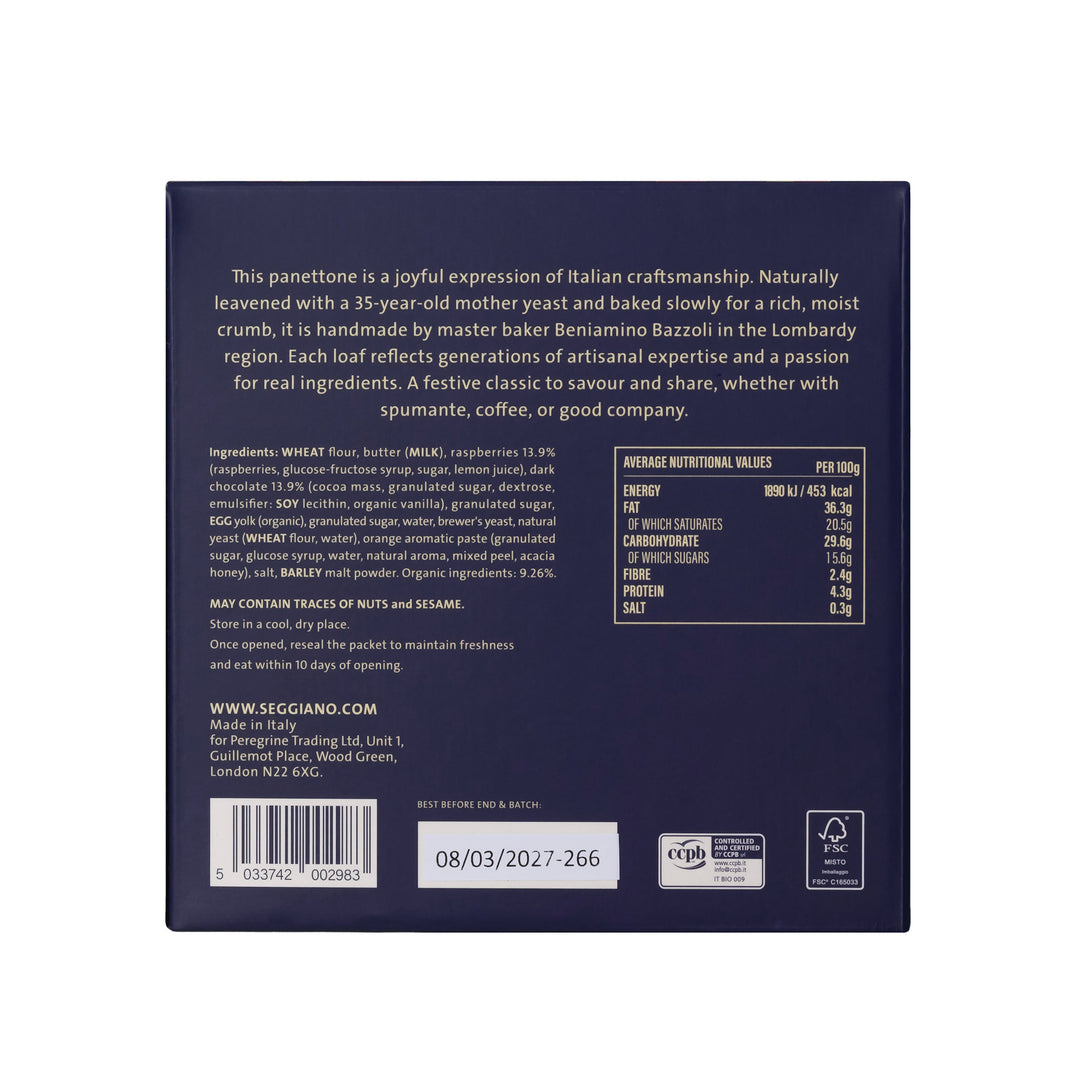Seggiano Chocolate Raspberry Panettone 500g