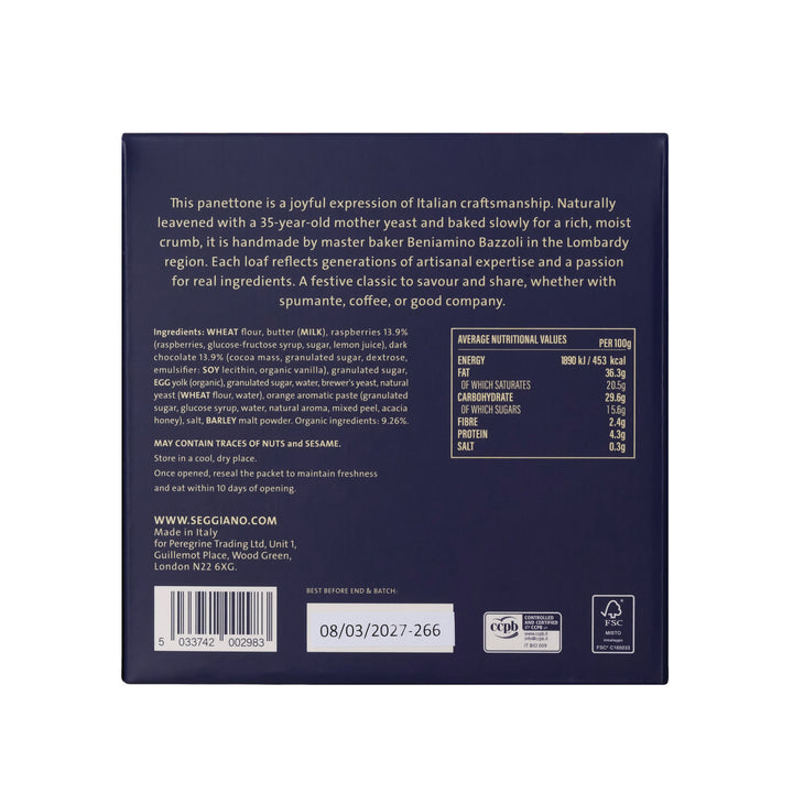 Seggiano Chocolate Raspberry Panettone 500g