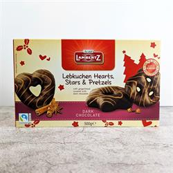 Lambertz Dark Chocolate Hearts Stars & Pretzels 500g