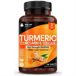 Turmeric Supplements 2600mg Ginger & Black Pepper 120 Vegan