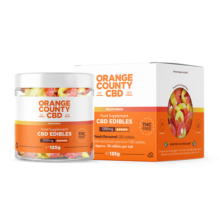 Orange County CBD Gummy Fizzy Peach Rings
