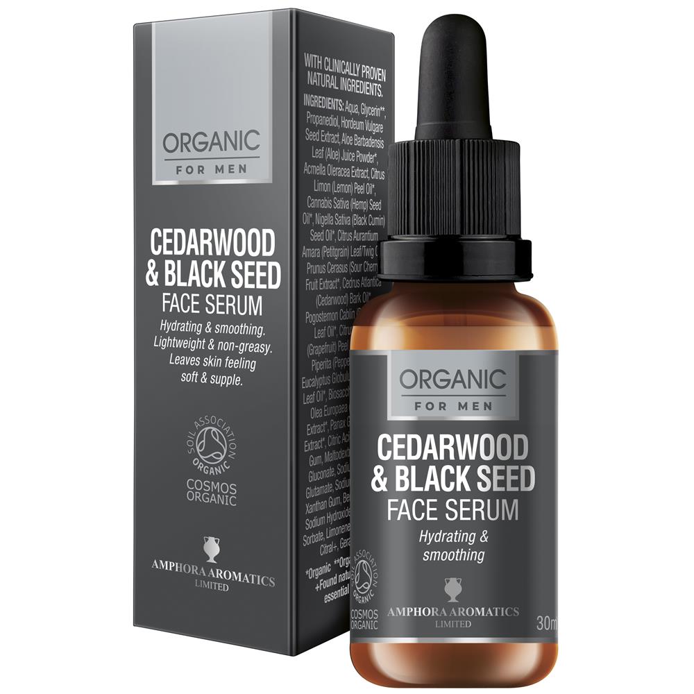 Cedarwood & Black Seed  Face Serum For Men Organic 30ml