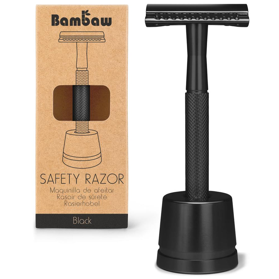 Bambaw | Metal safety razor + stand | Black