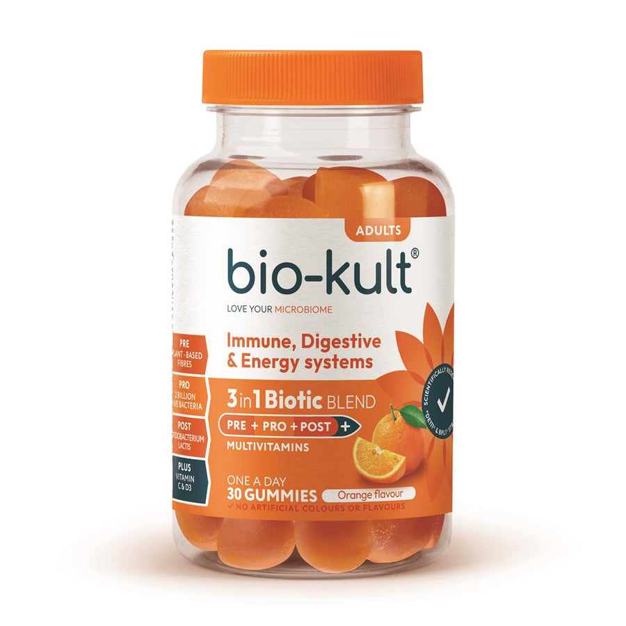 3-in-1 Biotic Blend Gummies for Adults. Orange Flavour. 30.