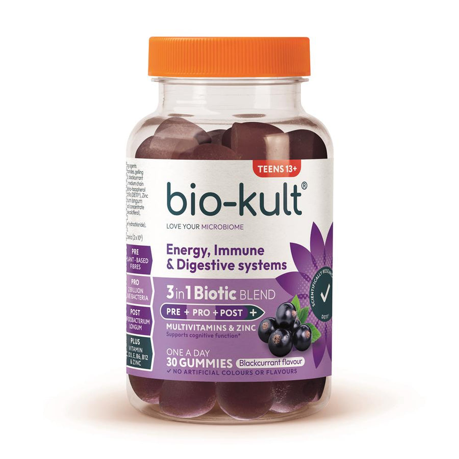 3-in-1 Biotic Blend Gummies for Teens. Blackcurrant Flavour. 30.
