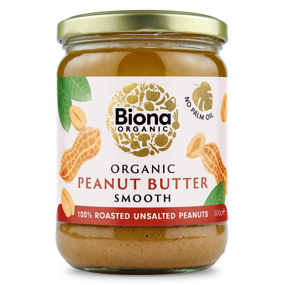 Biona Organic Peanut Butter Smooth Unsalted 500g