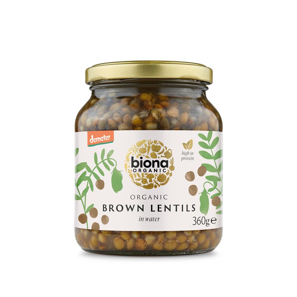 Organic Brown Lentils in Glass Jars 360g