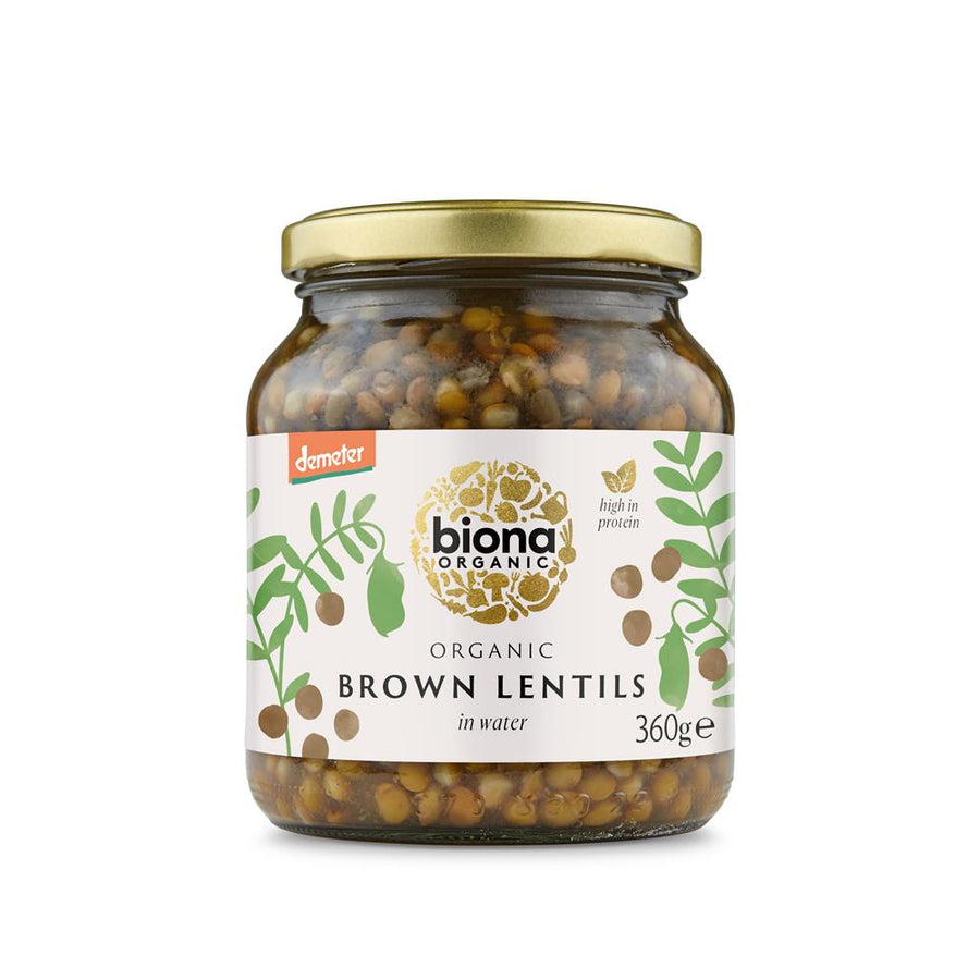 Organic Brown Lentils in Glass Jars 360g