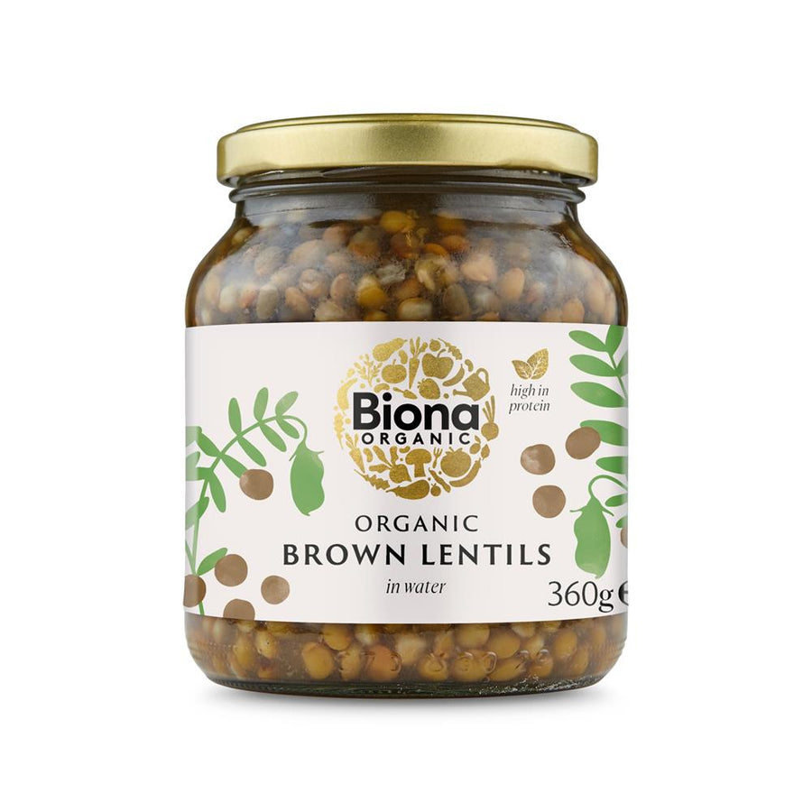 Biona Organic Brown Lentils in Glass Jars 360g