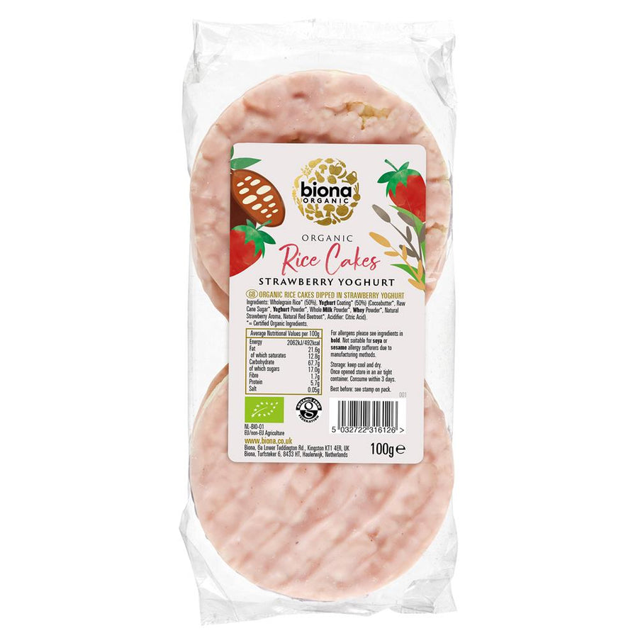 Biona Organic Strawberry Yoghurt Coated Rice Cakes 100g