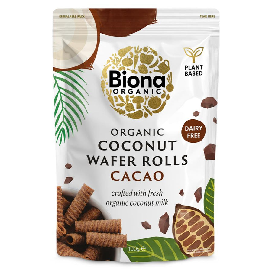 Organic Biona Coconut Wafer Rolls Cacao