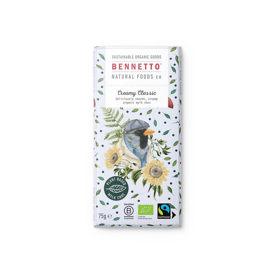 Bennetto Organic Creamy Classic Vegan Chocolate Bar 75g