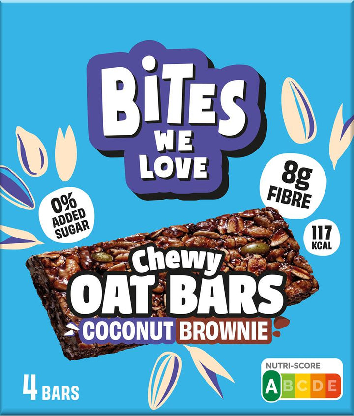 BitesWeLove Chewy Oat Bars Coconut Brownie Multipack 4x30g