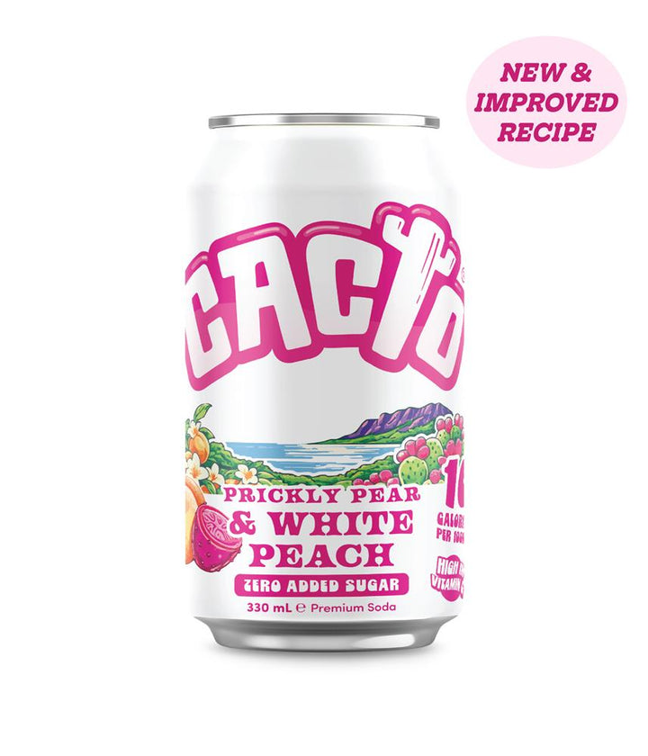Cacto White Peach & Prickly Pear - Low Sugar Soda 330ml