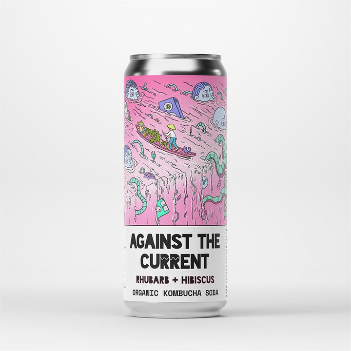 Rhubarb + Hibiscus Organic Kombucha Soda 330ml