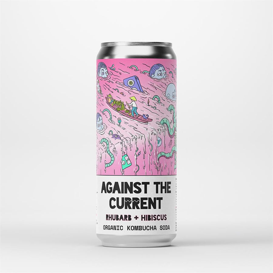 Rhubarb + Hibiscus Organic Kombucha Soda 330ml