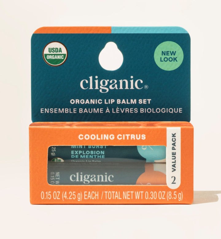 Cliganic Cooling Citrus Lip Balm 2 Pack