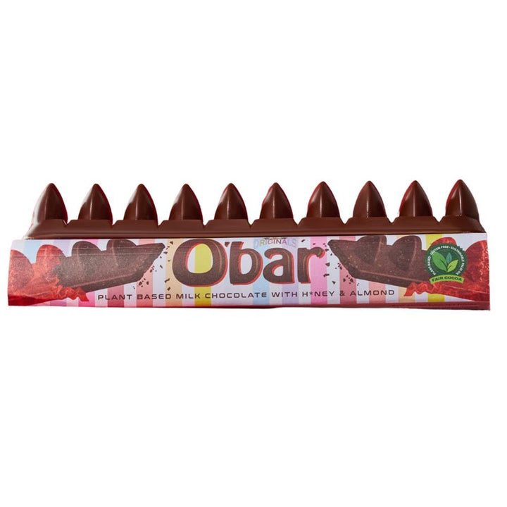 O'bar Vegan Milk Chocolates -Crunchy Almond and H*ney 200g