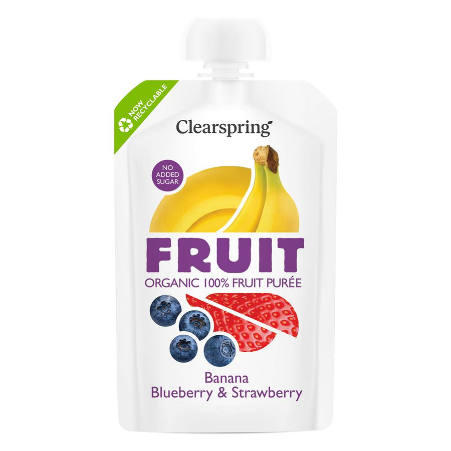 Org FRUIT 100% Fruit Puree - Banana Blueberry & Strawberry 100g