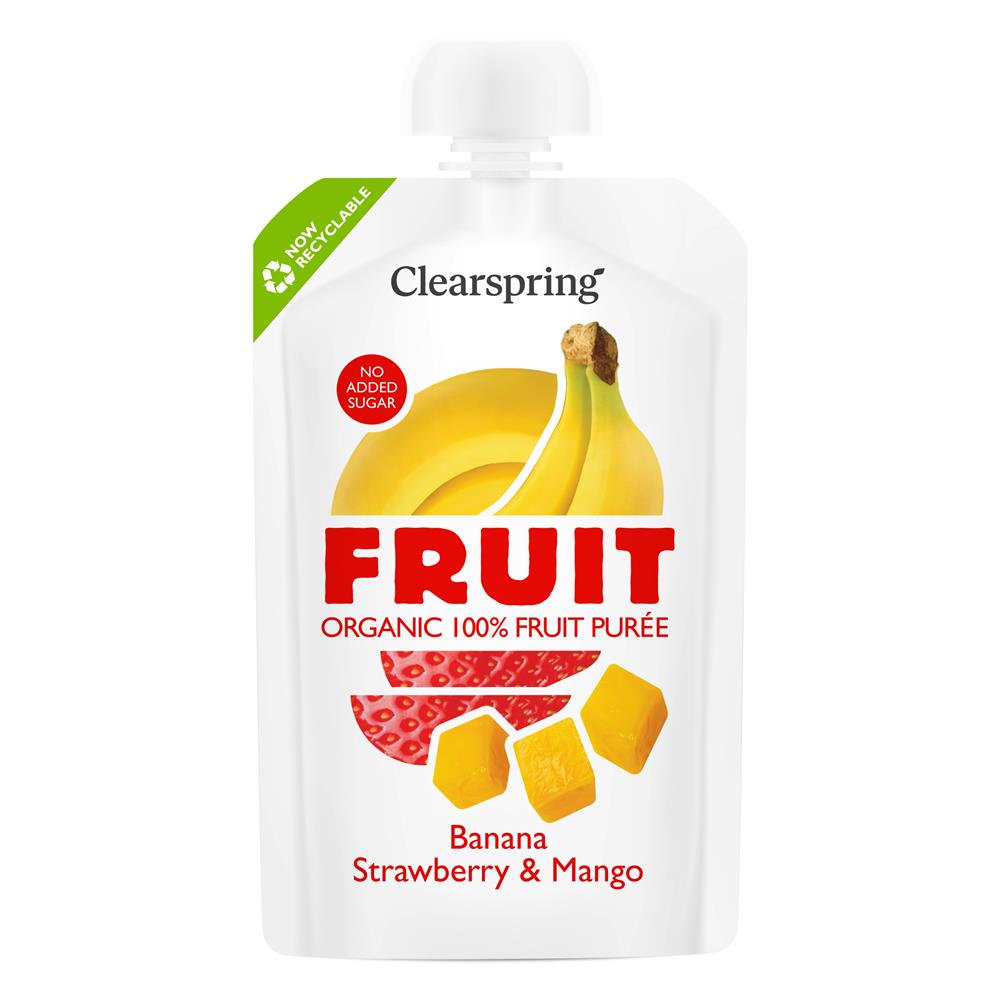 Organic FRUIT 100% Fruit Puree - Banana Strawberry & Mango 100g