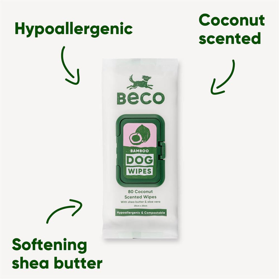 Dog wipes infused with coconut oil shea butter aloe vera. 80pack