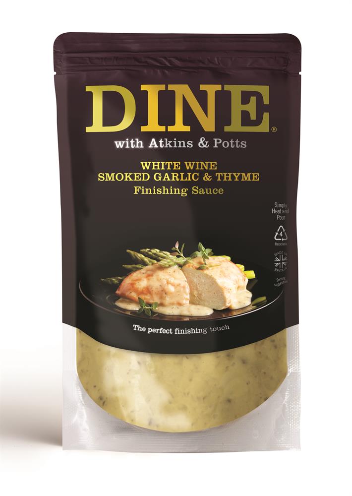 DINE White Wine Smoked Garlic and Thyme Finishing Sauce 350g