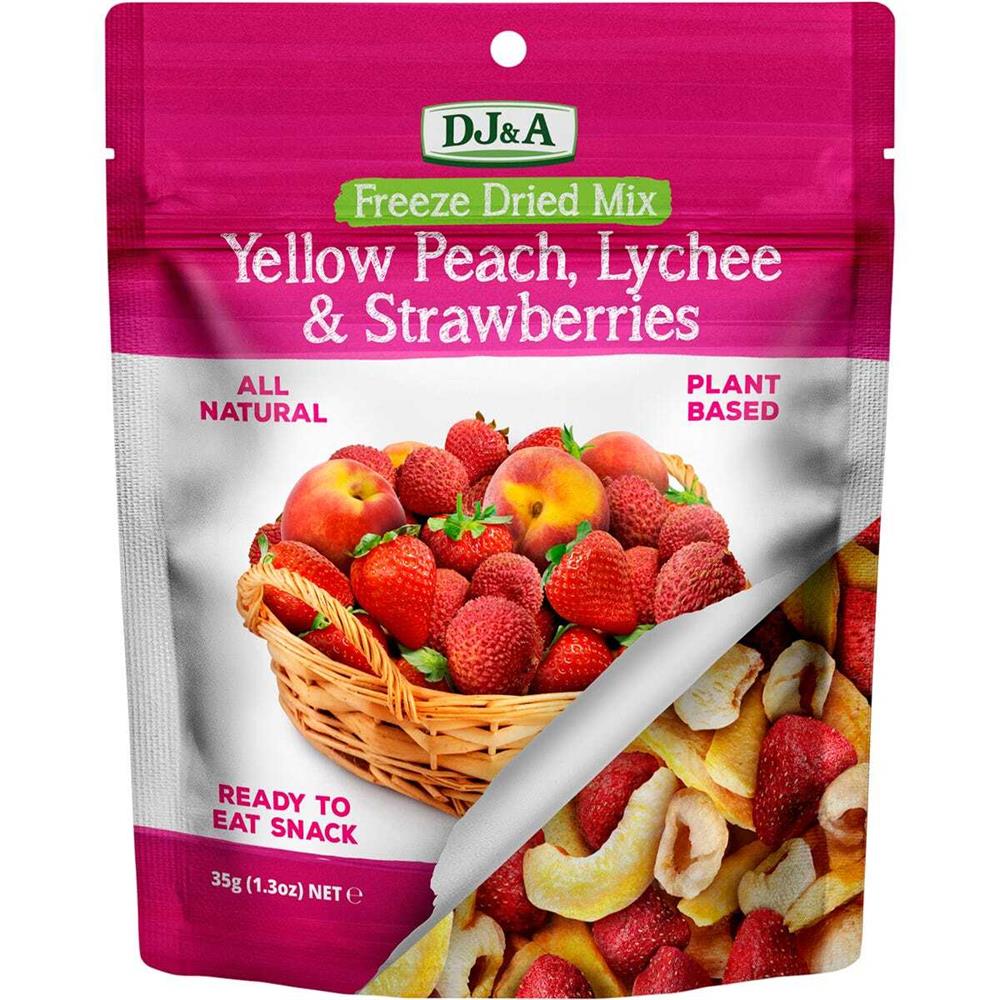 DJ&A Freeze Dried Yellow Peach Lychee & Strawberries 35g