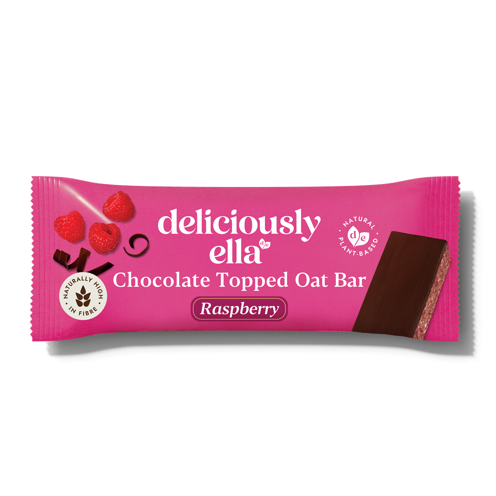 Deliciously Ella Raspberry Chocolate Topped Oat Bar 50g