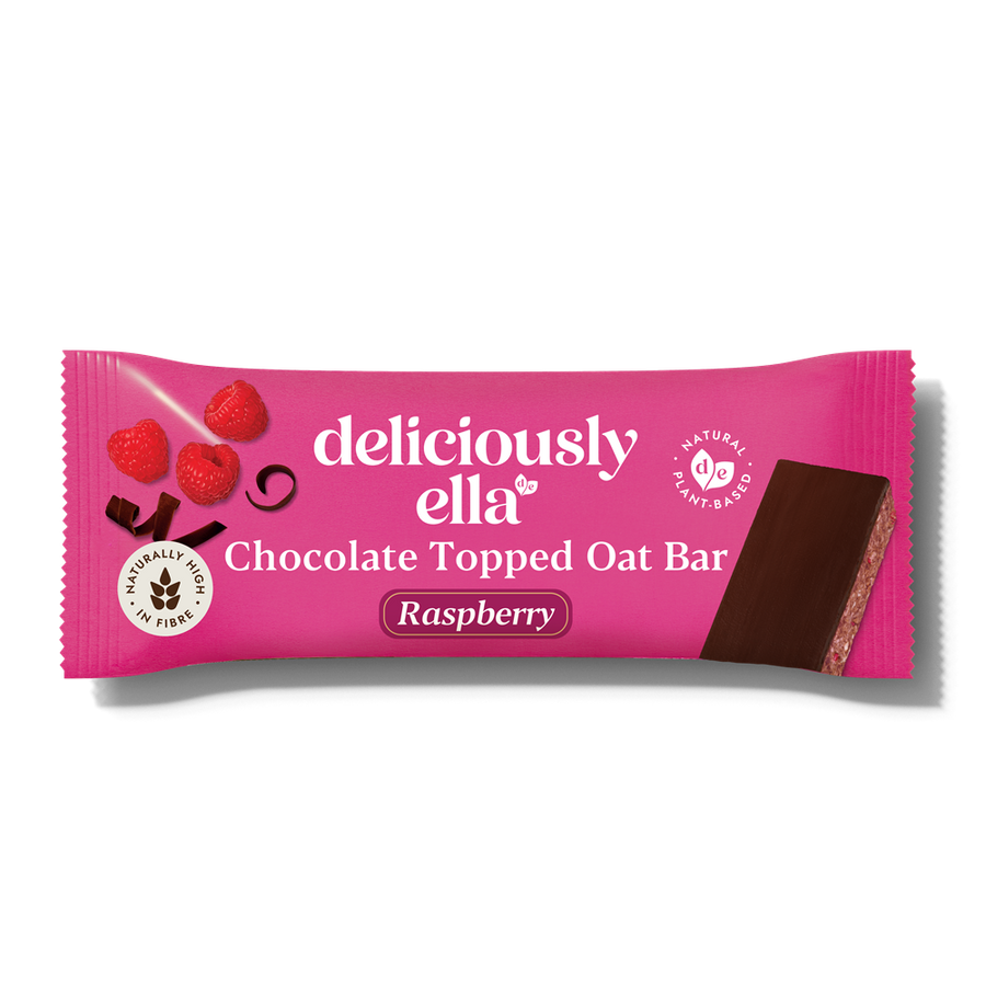 Deliciously Ella Raspberry Chocolate Topped Oat Bar 50g