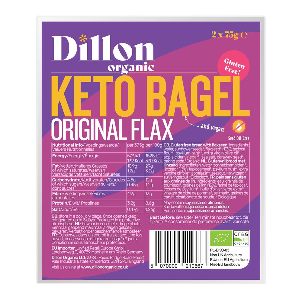 Dillon Organic Keto Bagel Original Flax 150g