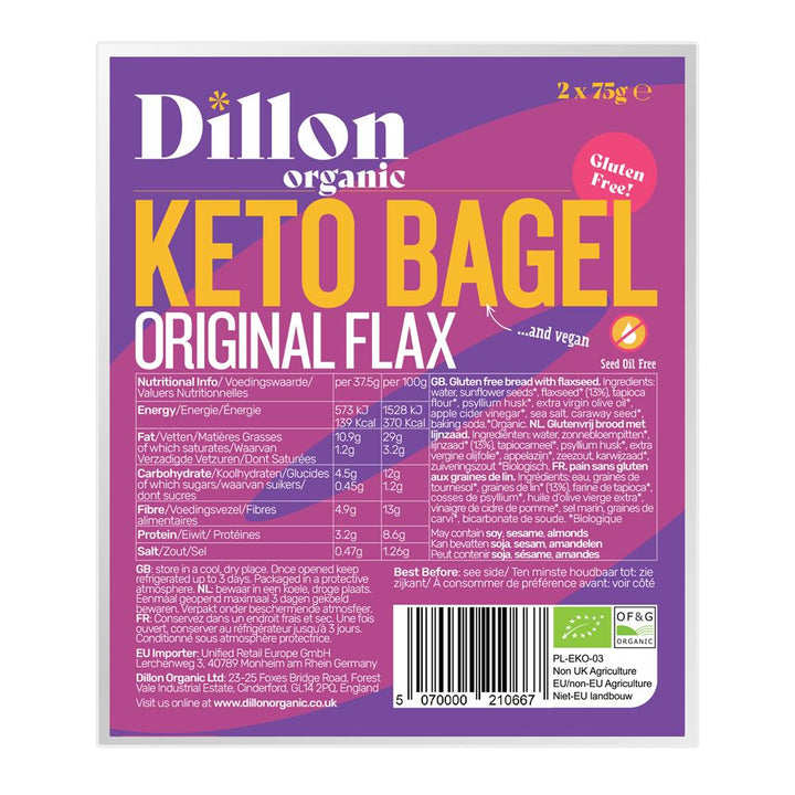Dillon Organic Keto Bagel Original Flax 150g