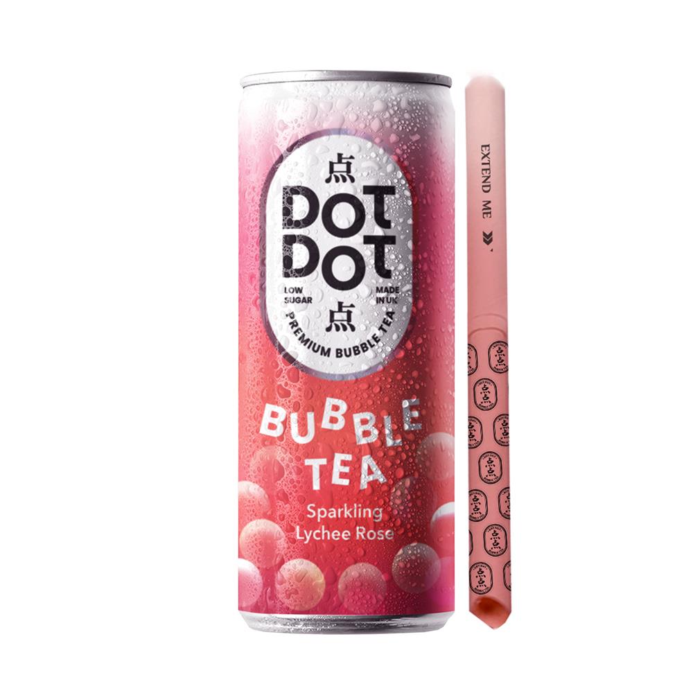Dot Dot Bubble Tea - Sparkling Rose Lychee Can - 12 x 250ml