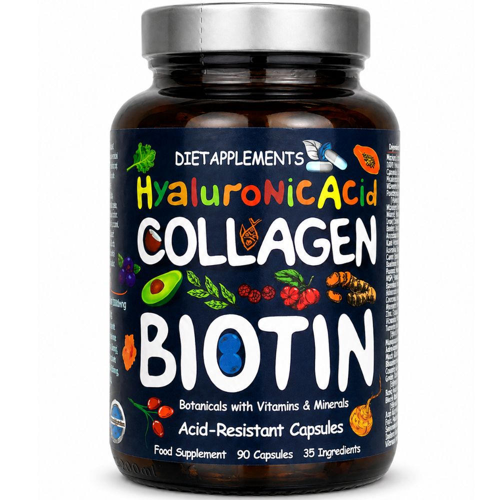 Dietapplements Marine collagen hyaluronic acid biotin vitamins and superfood