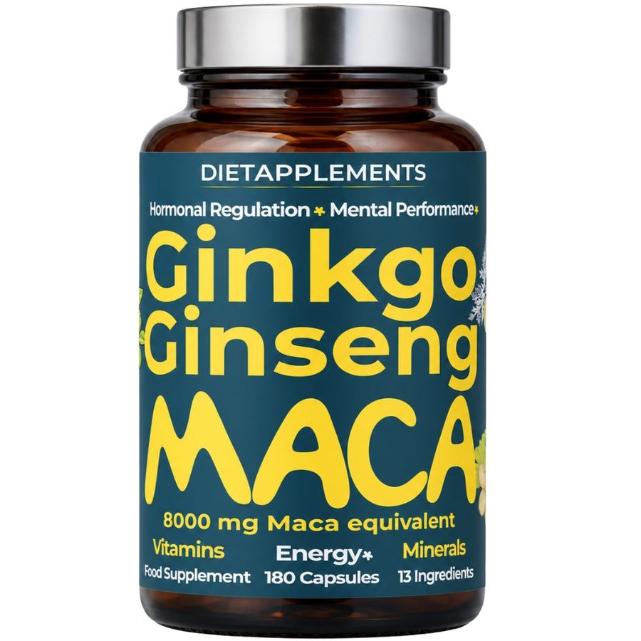 Maca Ginseng Ginkgo with Vitamins & Minerals. 180 capsules.